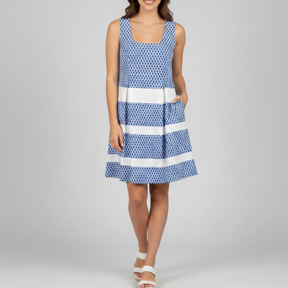 Ricki’s Blue White Fit & Flare Sleeveless Dress